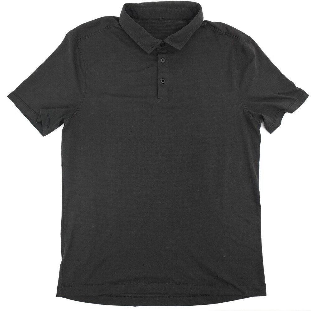 Lululemon Polo Mens Black Short Sleeve Athletic Stretch Moisture Wicking Golf